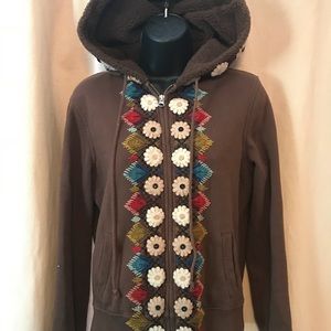 Lucky brand embroidered sweatshirt jacket